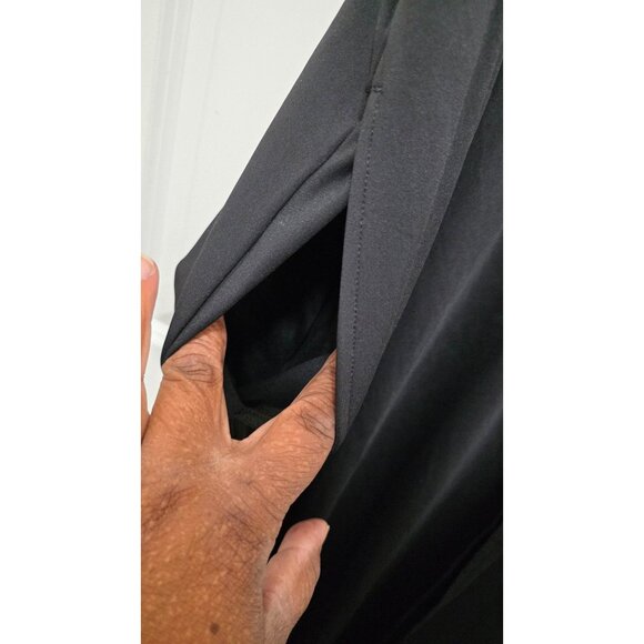 Black Sleeveless Midi Stretch Dress Strappy Back & Side Slit Size L - Picture 4 of 6